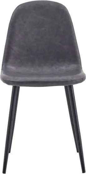 Sedia Da Pranzo Moderna In Ecopelle Grigia Gambe Nere Irene