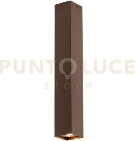 Plafoniera fluke quadrata corten 1 luce attacco gu10 6x6x40cm