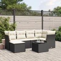 Set Divani da Giardino con Cuscini 7pz Nero Polyrattan 3263182