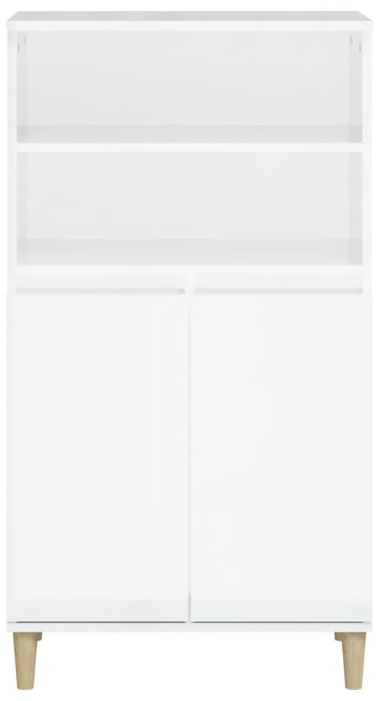 Credenza Bianco Lucido 60x36x110 cm in Legno Multistrato