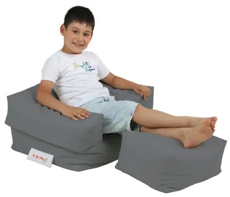 Pouf con poggiapiedi 65x40 cm grigio