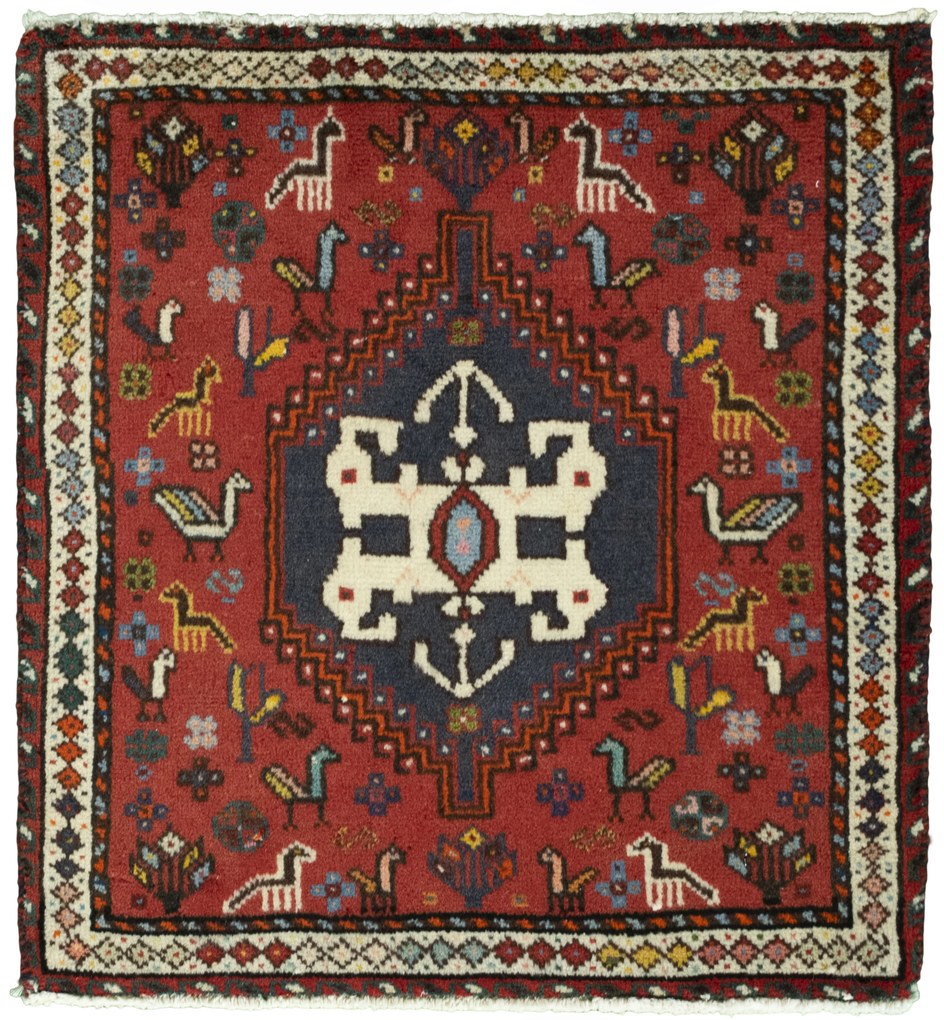 Shiraz Tappeto persiano 70 x 60 Rosso (Iran) Annodato A Mano