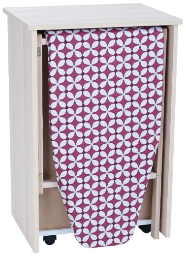 Mobile stiro asse scomparsa legno Rovere Sbiancato - 1 anta 2 cassetti