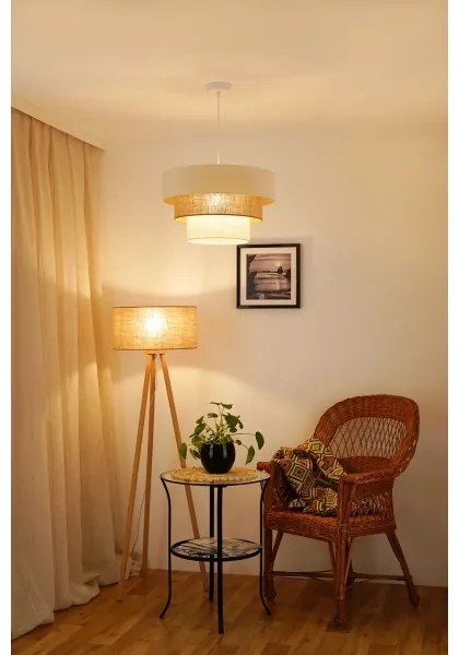 Brilagi - Lampadario a cavo DENVER LUNETA 1xE27/15W/230V Ø45 beige/marrone/crema