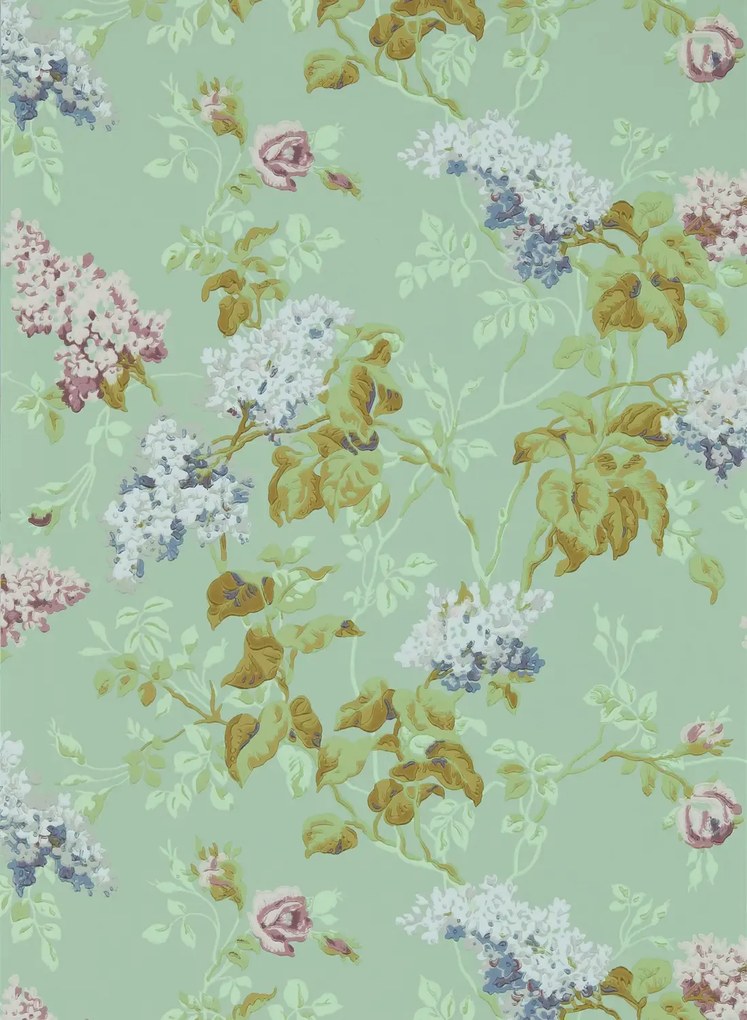 Sanderson Carta da parati Sommerville - Mint/ Plum