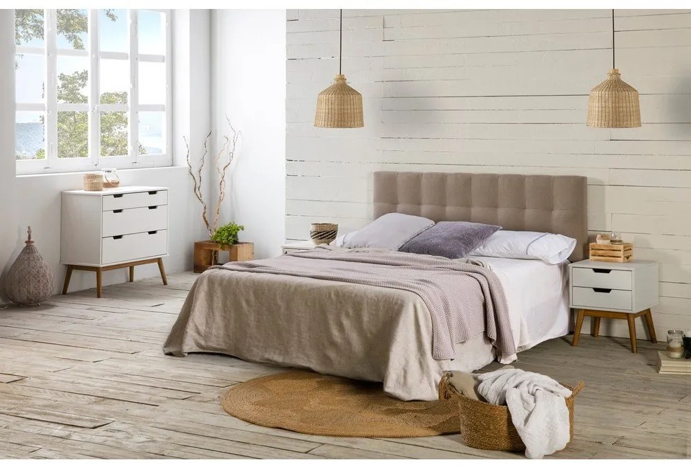 Comodino in legno di pino massiccio bianco Baku - Marckeric