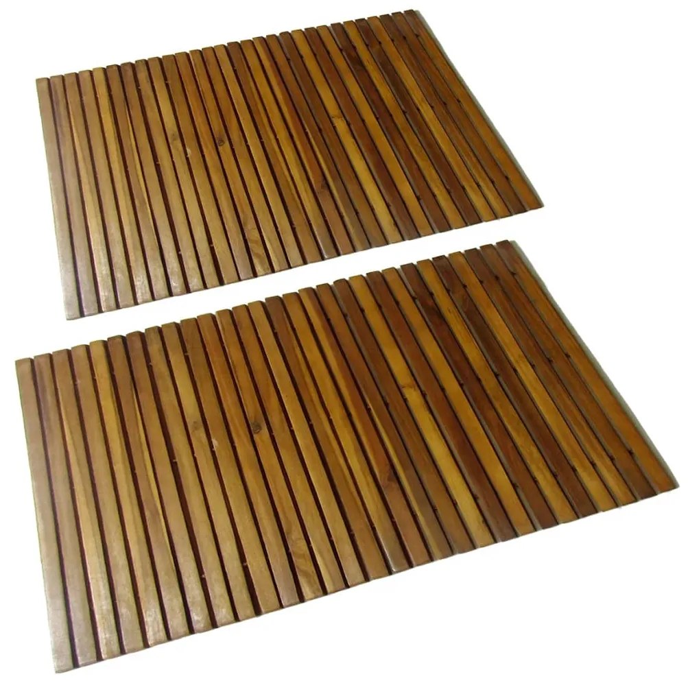 Set 2 Pz Stuoia Per Bagno İn Acacia 80 X 50 Cm /