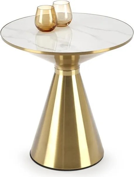 Tavolino da caffè Tribeca effetto marmo bianco/oro