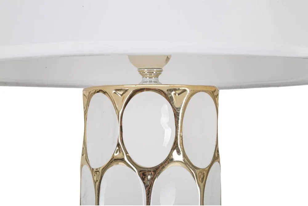 Lampada da tavolo bianca/dorata in ceramica con paralume in tessuto (altezza totale 56 cm) Glam Carv – Mauro Ferretti