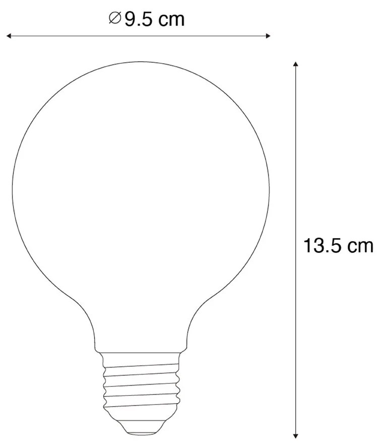 Set di 5 Lampadina LED E27 a filamento spirale dimmerabile G95 4W 270lm 2200K