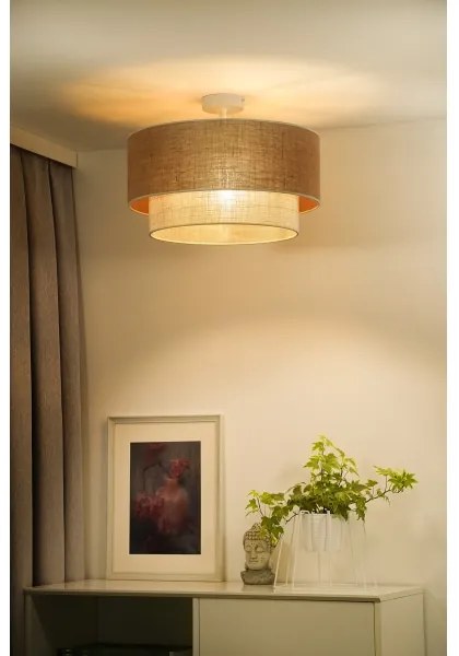 Duolla - Lampadario a plafone YUTE BOHO 1xE27/15W/230V diametro 45 cm marrone/color crema