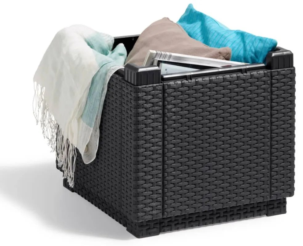 Keter cubo pouf portaoggetti con cuscino grafite