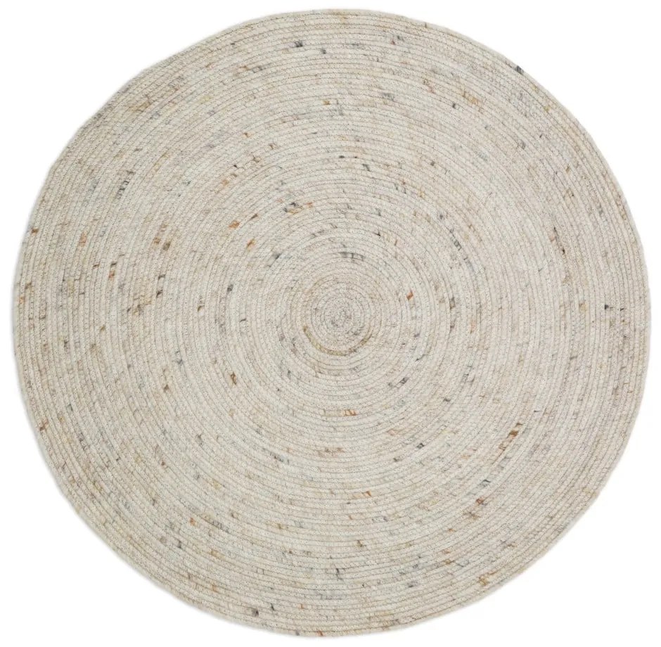 Tappeto rotondo color crema in misto lana reversibile/tessuto a mano ø 160 cm Neethu Avoine L – Nattiot