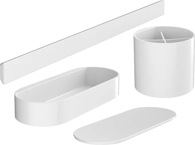 Kit bagno con portaspazzolini cestino portaoggetti con coperchio e sostegno bianco opaco hansgrohe wallstoris 27968700