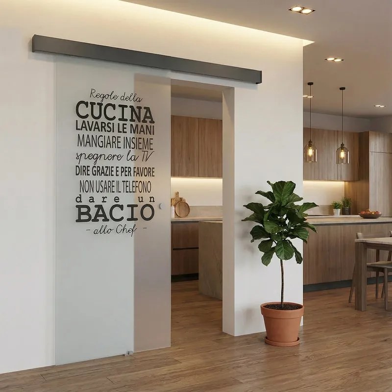 Porta scorrevole sinistra Regole in vetro trasparente, L 96 x H 215 cm, con binario Meli