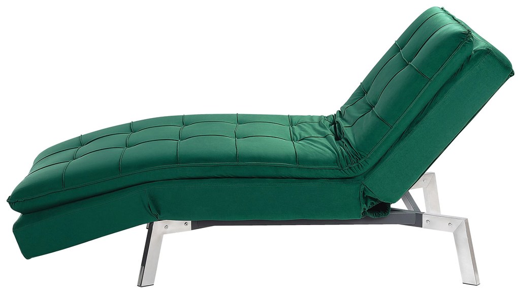 Chaise longue regolabile in velluto verde smeraldo LOIRET Beliani