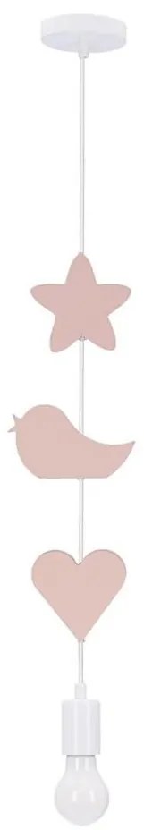 Lampadario sospeso per bambini con cavo TRIO 1xE27/20W/230V rosa/bianco