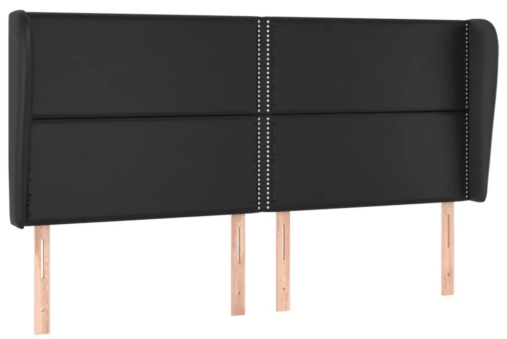 Testiera ad orecchio nera 163x23x118/128 cm in similpelle