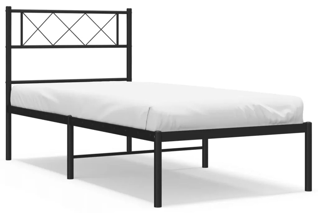 Giroletto con testiera in metallo nero 107x203 cm