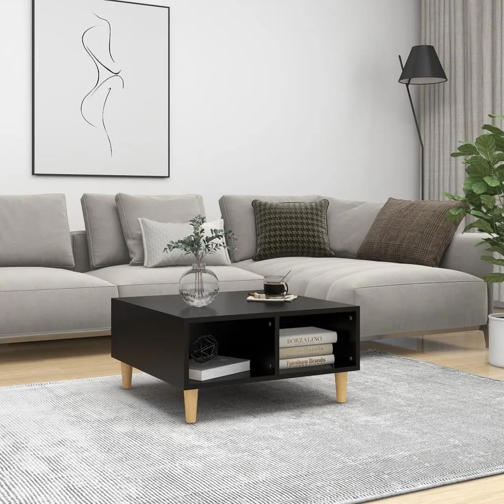 Tavolino Da Salotto Nero 60x60x30 Cm İn Legno Multistrato /