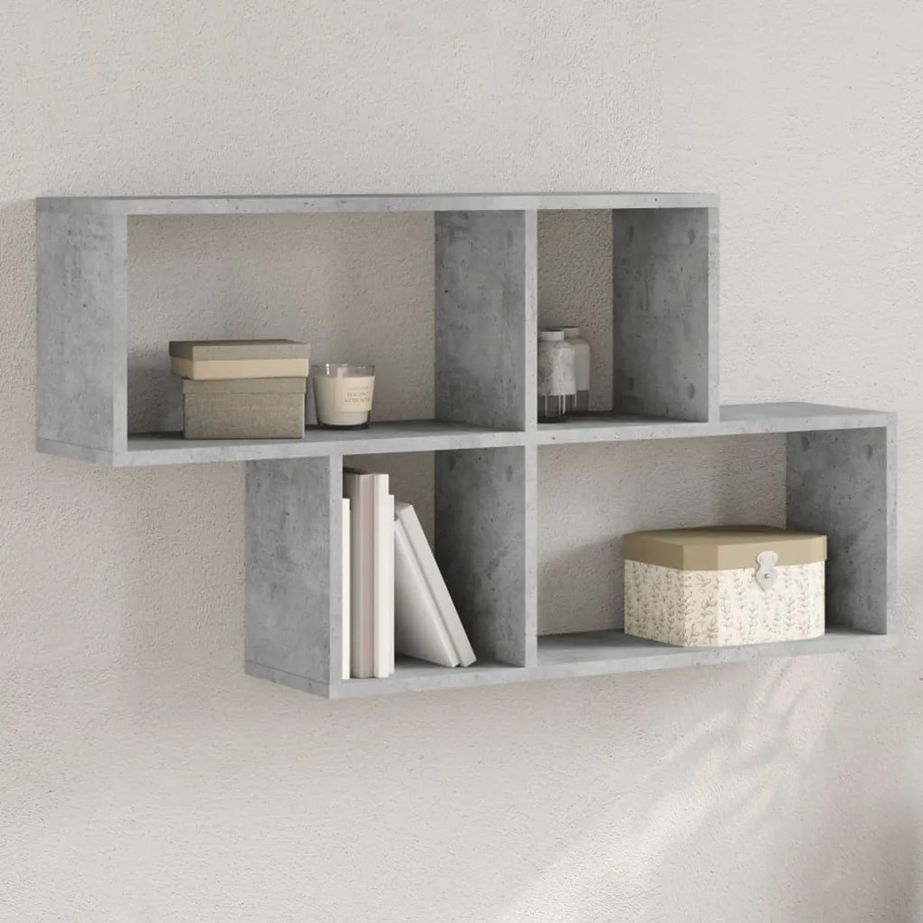 Scaffale A Muro Grigio Cemento 100x20x53 Cm Legno Multistrato /