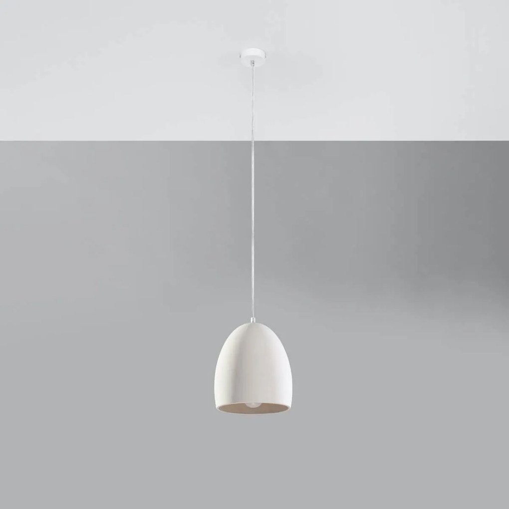 Lampada a Sospensione FLAWIUSZ E27 in Ceramica Bianca