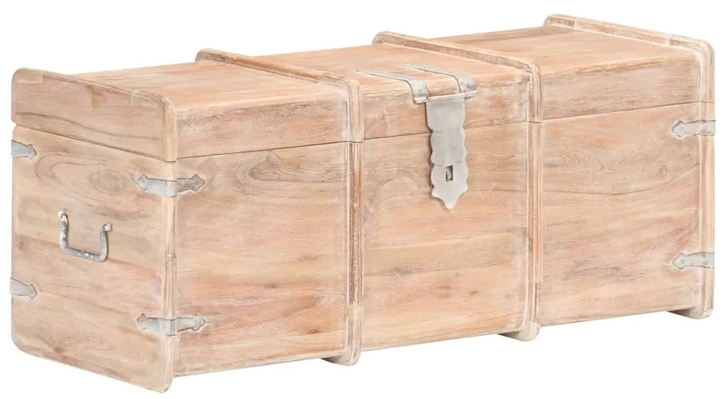 Baule 90x40x40 Cm İn Legno Massello Di Acacia /