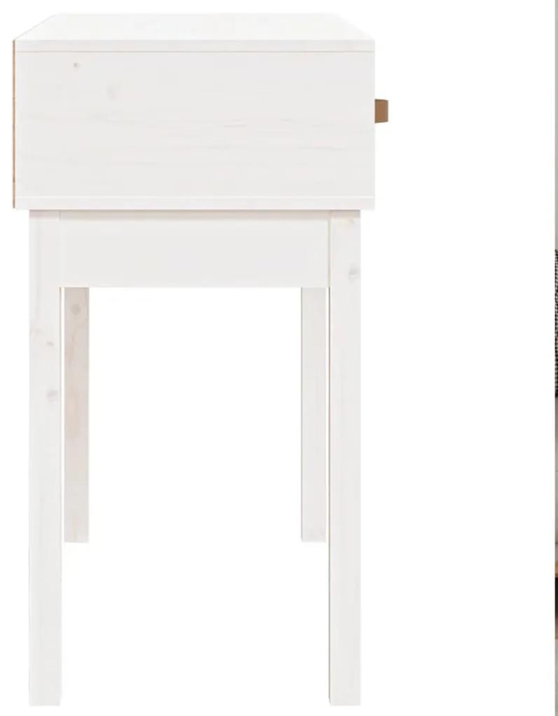 Tavolo consolle bianco 76,5x40x75 cm in legno massello di pino