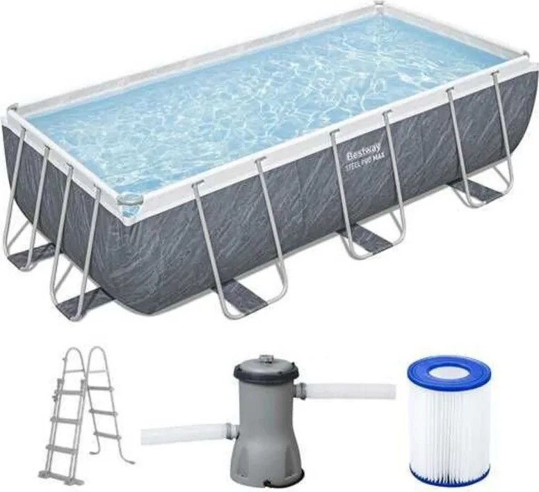 Kit Piscina fuoriterra tubolare BESTWAY - Steel Pro Max - 404 x 201 x 100 cm - Rettangolare