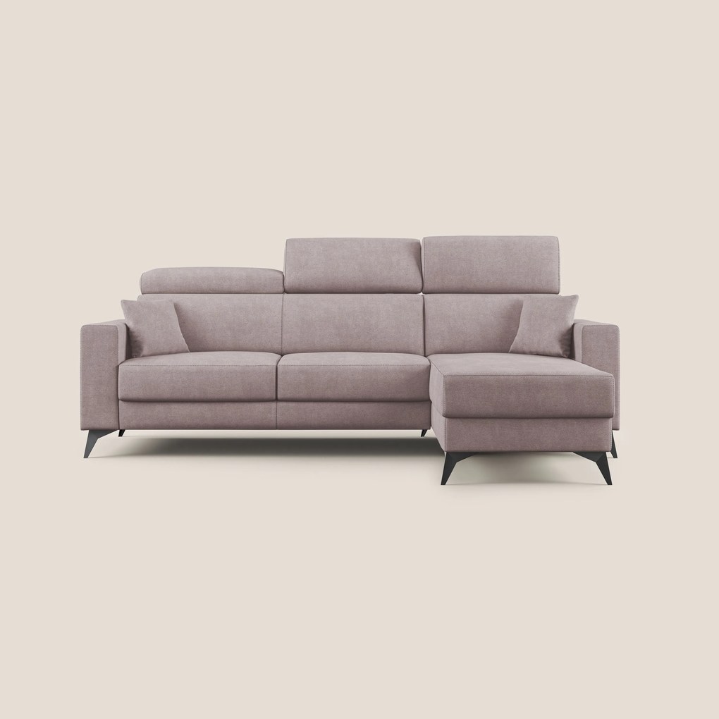 Pegaso divano letto angolare con poggiatesta reclinabili e rivestimento impermeabile T02 rosa