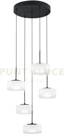 Lampadario a sospensione led emily bianca cinque pendenti in vetro ...