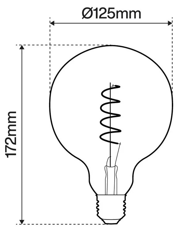 Lampada LED E27 4W a Filamento G125 No Flick 2000K - Serie SPECIAL