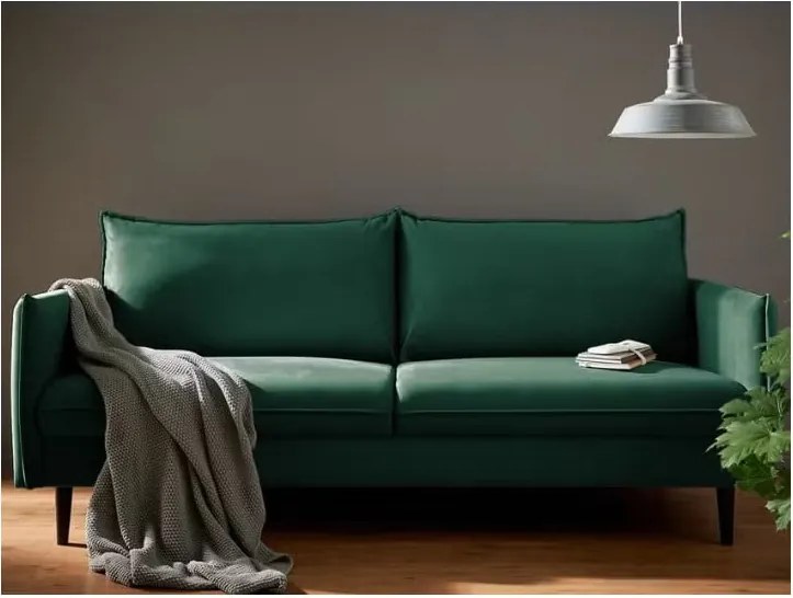 Divano verde scuro con rivestimento in velluto 203 cm Juli – Ropez