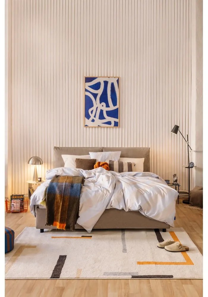 Letto matrimoniale imbottito grigio tortora con contenitore e rete inclusi 180x200 cm Myra Pillow – Bonami Selection