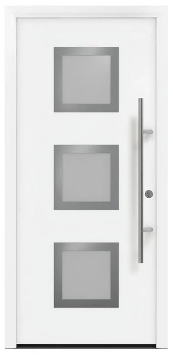 Portoncino d'ingresso HORMANN Iso Pro Secur 810s con vetro L 90 x H 210 cm in acciaio bianco, apertura tirare a destra