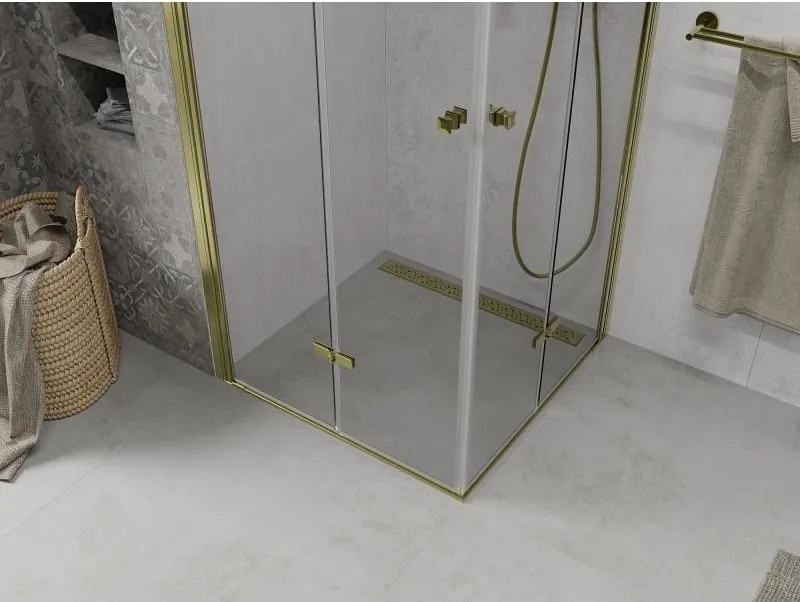 Mexen Lima Duo cabina doccia pieghevole 90 x 90 cm, trasparente, oro - 856-090-090-50-00-02