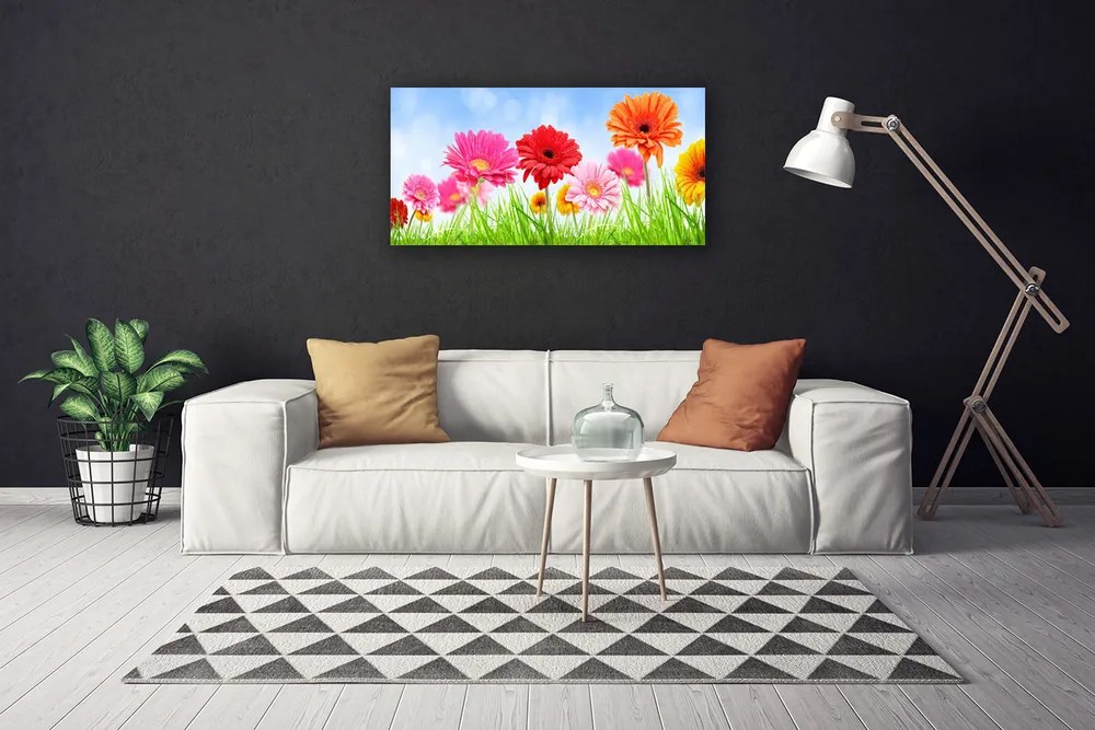 Quadro su tela I fiori dell'erba 100x50 cm