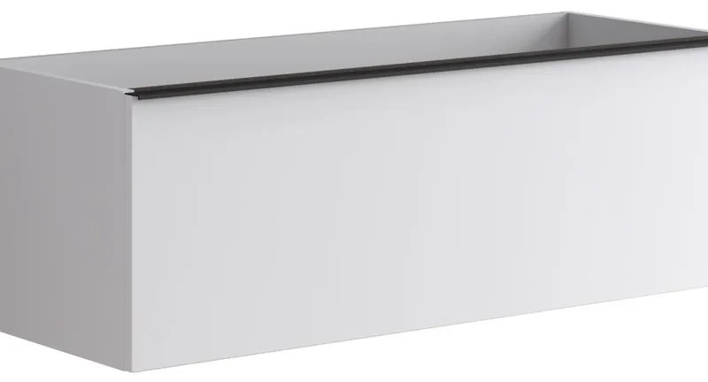 Mobile da bagno sospeso sotto lavabo L 120 x H 40 x P 45.5 cm bianco laccato opaco, 2 cassetti Pixel plain