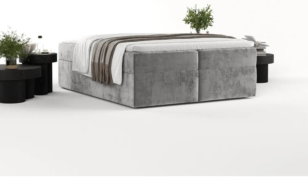 Letto boxspring grigio con contenitore 180x200 cm Yoko - Maison de Rêve