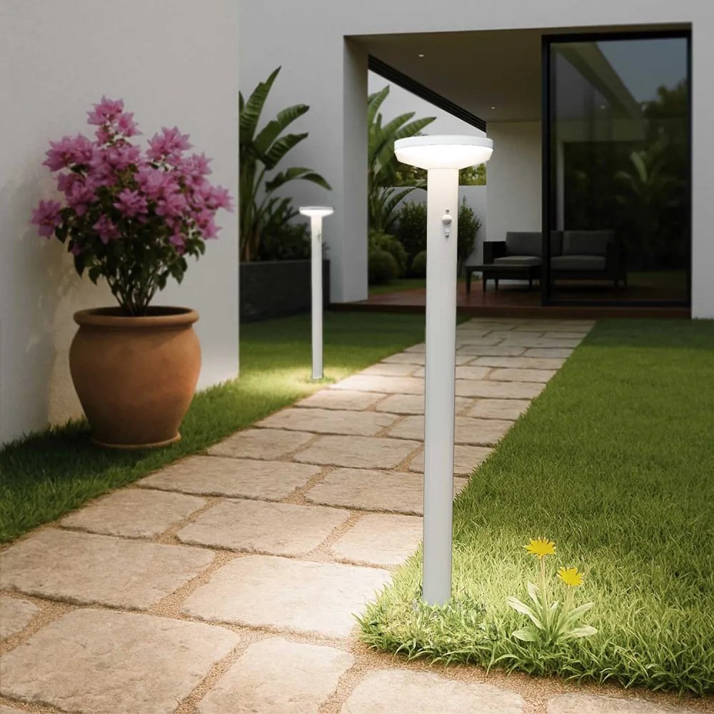 Paletto da giardino Solare Bianco 80cm con Sensore Mov. e Picchetto Colore Bianco Naturale 4.000K