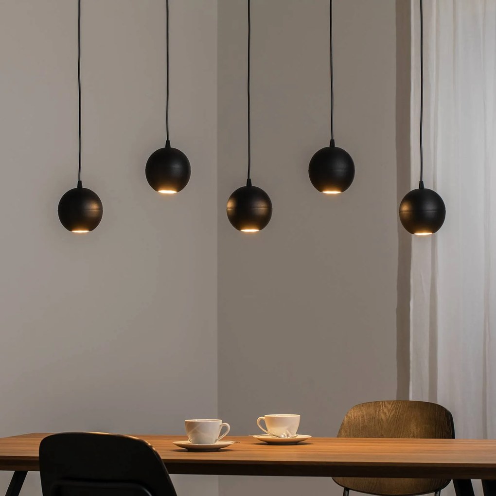 HELAM Lampada a sospensione Midnight tutta nera a 5 luci