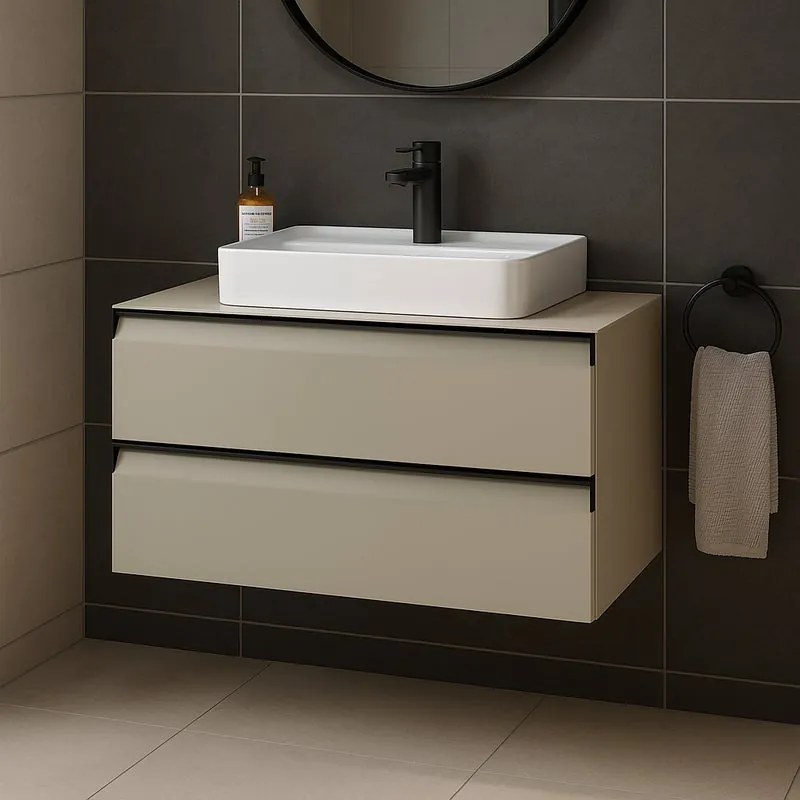 Mobile da bagno sospeso sotto lavabo Fusion L80 H40 P45 cm nocciola, 2 cassetti
