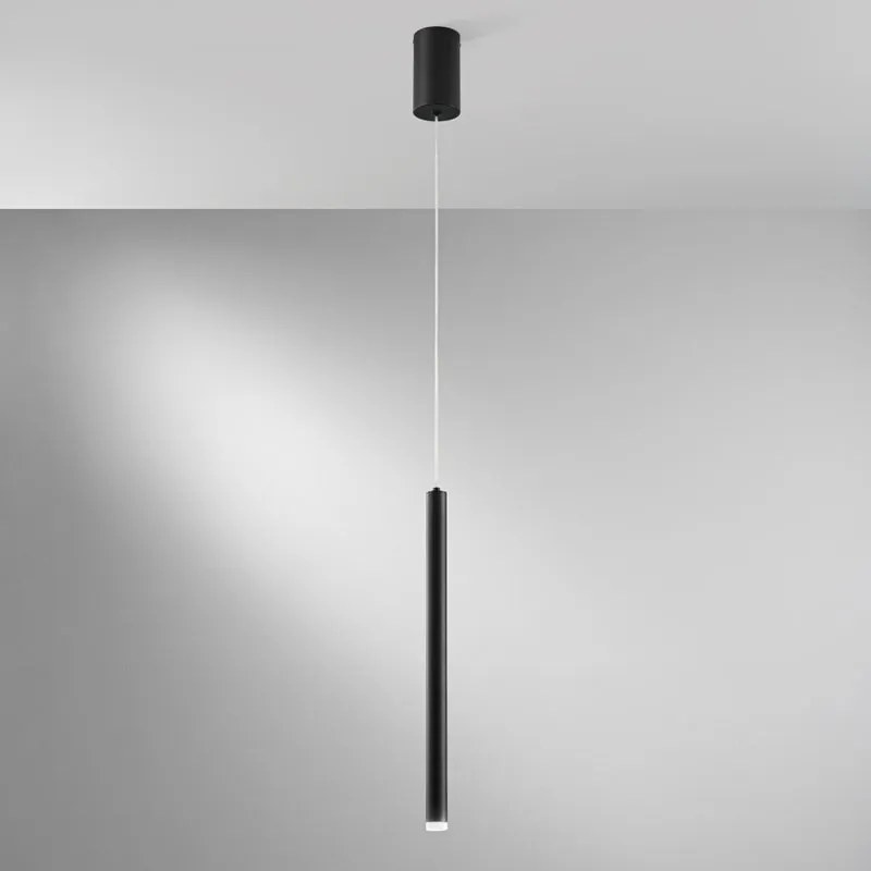 Lampadario LED moderno Pype nero Ø2.5cm, luce con 3 temperature di colore, LUCE AMBIENTE DESIGN