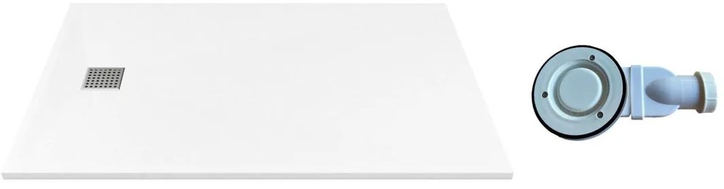 Piatto per doccia da posare o da incasso con sifone 140 x 90 cm in Resina Bianco - MIRNOSA