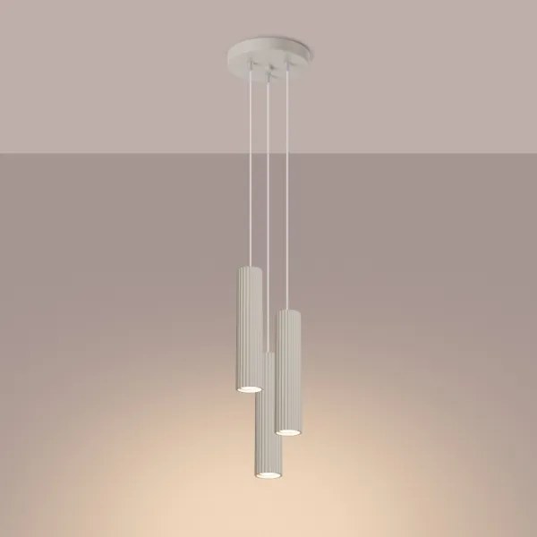Sollux SL.1595 - Lampadario a sospensione con filo KARBON 3xGU10/10W/230V color crema