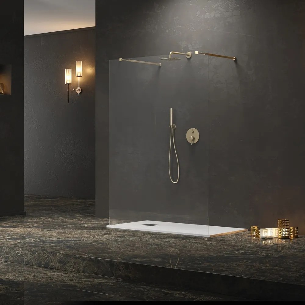 Parete doccia walk-in 150cm staffe dorate KW3000R - KAMALU