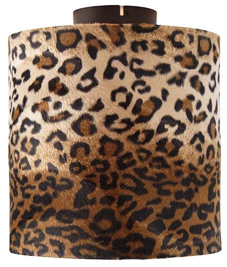 Plafoniera con paralume nero opaco stampa leopardo 25 cm - Combi