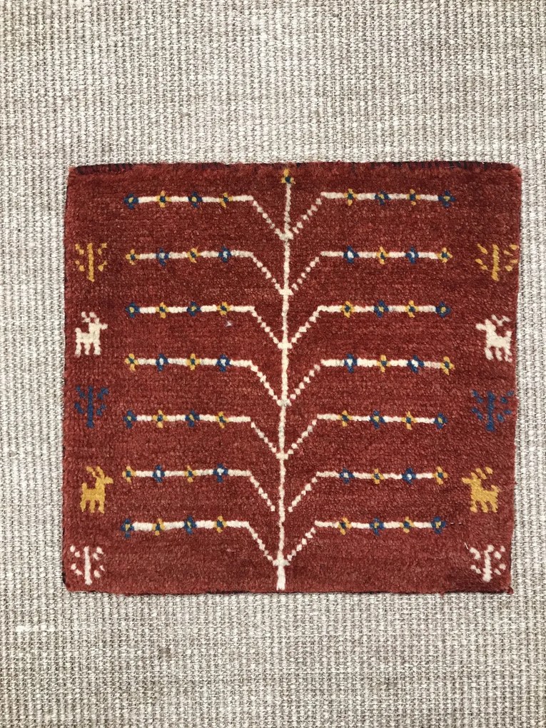 Gabbeh Tappeto 40x40 Rosso (Iran) Annodato A Mano