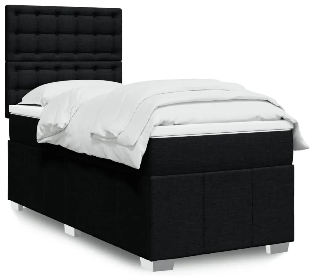 Giroletto A Molle Con Materasso Nero 100x200 Cm İn Tessuto /