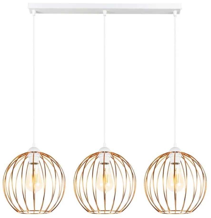 Lampadario a sospensione con filo MATT 3xE27/60W/230V bianco/rame